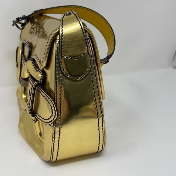 FENDI B. Bis Gold Metallic Flap Bag - Picture 4 of 12